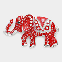 Stone Embellished Elephant Pin Brooch