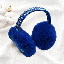 Studded Fluffy Plush Fur Foldable Earmuff