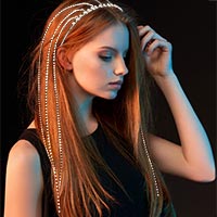 Long Dropped Rhinestone Head Chain / Headband