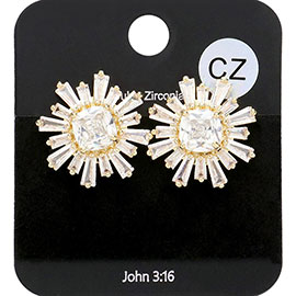 Floral CZ Embellished Stud Evening Earrings