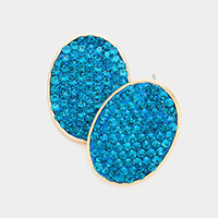 Rhinestone Embellished Oval Stud Earrings