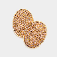 Rhinestone Embellished Oval Stud Earrings