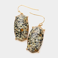 Semi Precious Hexagon Dangle Earrings