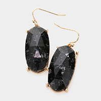 Semi Precious Hexagon Dangle Earrings