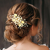 Leaf Pointed Pearl Cluster Hair Comb