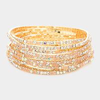 11PCS - Rhinestone Layered Stretch Bracelets