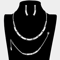 3PCS - Rhinestone Necklace Jewelry Set