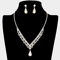 Teardrop Stone Accented Rhinestone Necklace