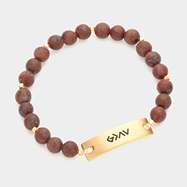 God is Greater Than The Highs And The Lows Metal Bar Natural Stone Stretch Bracelet