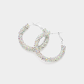 1.25 Inch Rhinestone Hoop Earrings