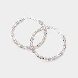 2.25 Inch Rhinestone Hoop Earrings