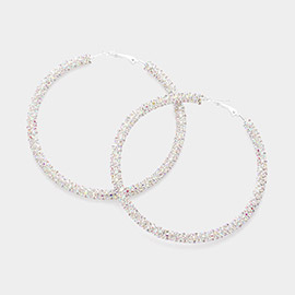 2.75 Inch Rhinestone Hoop Earrings