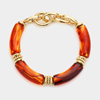 Metal Chain Accented Celluloid Acetate Stretch Bracelet