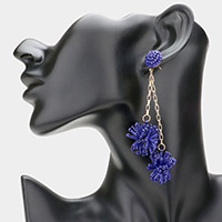 Dropped Beaded Double Ball Dangle Earrings