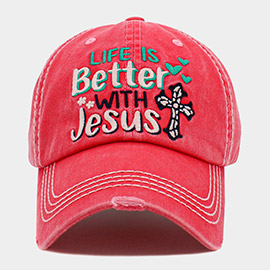 LIFE IS Better WITH Jesus Message Vintage Baseball Cap