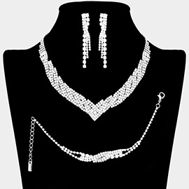 3PCS - Rhinestone Pave Necklace Jewelry Set