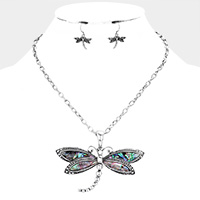 Abalone Dragonfly Pendant Necklace