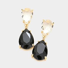 Double Teardrop Link Dangle Evening Earrings