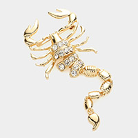 Round Stone Embellished Scorpion Pin Brooch