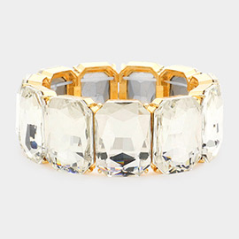 Emerald Cut Stone Stretch Evening Bracelet