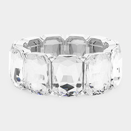 Emerald Cut Stone Stretch Evening Bracelet