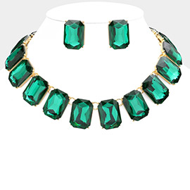 Emerald Cut Stone Link Evening Necklace