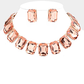 Emerald Cut Stone Link Evening Necklace