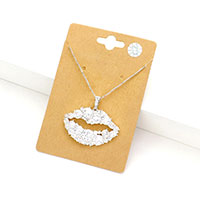 CZ Lips Pendant Necklace