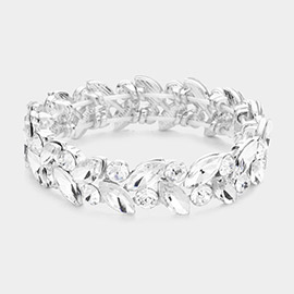 Round Marquise Stone Cluster Stretch Evening Bracelet