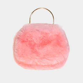 Solid Faux Fur Tote / Crossbody Bag