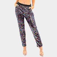 Reversible Sequin Skinny Pants