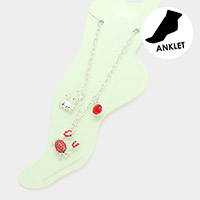 Rhinestone Embellished Crab Charm Anklet