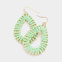 Bead Embellished Open Teardrop Dangle Earrings