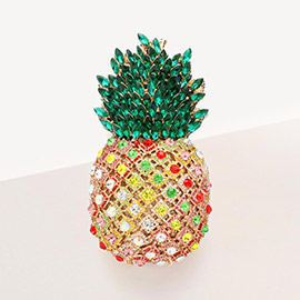 Stone Embellished Pineapple Evening Tote Bag