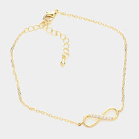 CZ Brass Metal Infinity Charm Bracelet