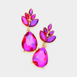 Crystal Teardrop Cluster Vine Evening Earrings