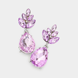 Crystal Teardrop Cluster Vine Evening Earrings