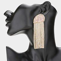 Rhinestone Fringe Dangle Evening Earrings