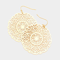 Filigree Brass Metal Dangle Earrings