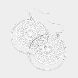 Filigree Metal Open Circle Layered Dangle Earrings