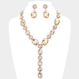 Glass Crystal Rhinestone Y Evening Necklace