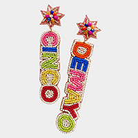 Cinco De Mayo Felt Back Seed Beaded Message Dangle Earrings