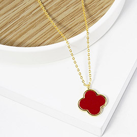 Gold Dipped Quatrefoil Pendant Necklace