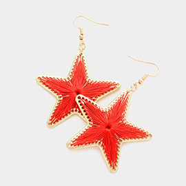 Thread Wrapped Star Dangle Earrings