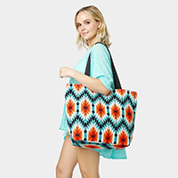 Aztec Patterned Beach Tote Bag