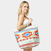 Aztec Patterned Beach Tote Bag