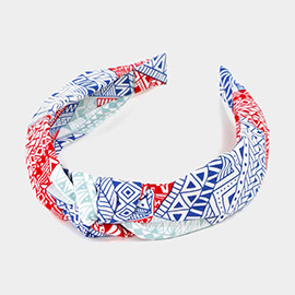 Aztec Patterned Burnout Knot Headband