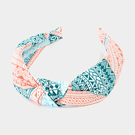 Aztec Patterned Burnout Knot Headband