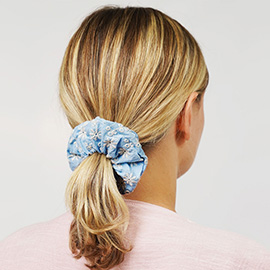 Flower Embroidery Scrunchie Hairband