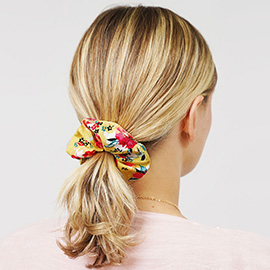 Flower Patterned Scrunchie Hairband